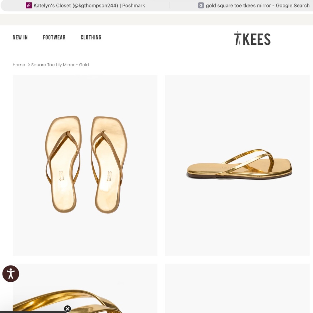 tkees flip flops - gold 9 square toe